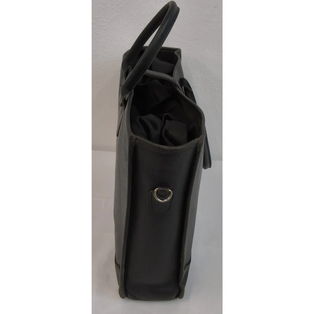 Michael Green Leather Tote Bag Black Sturdy Laptop Bag Office Wear #W5108